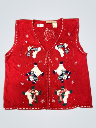 Bettie Brooks Damen rotes Schneemann Weihnachts-Sweater-Westen