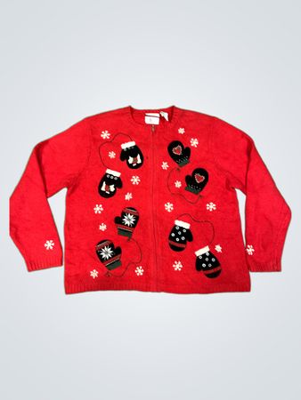 Croft & Barrow Rote Fäustlinge Schneeflocke Pullover