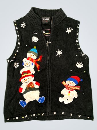 Schwarze Schneemann-Weihnachtsweste