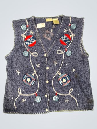 Bobbie Brooks Damen Blau Weihnachtsbaumverzierungs-Weste