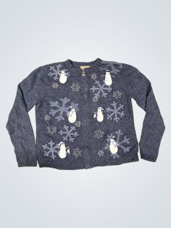 Croft & Barrow Petite Schneemann Schneeflocken Cardigan