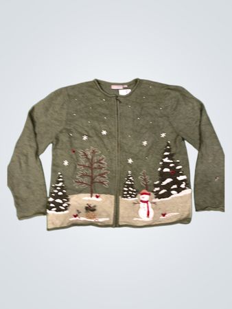 Croft & Barrow Damen Weihnachts-Schneemann Baum Cardigan