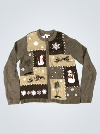 Croft & Barrow Damen Zip Front Ugly Christmas Sweater