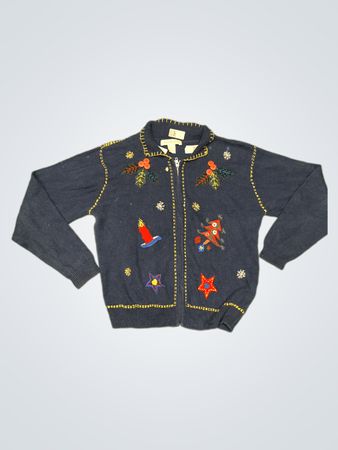 ARRIVISTE marineblau gestickter Weihnachtspullover