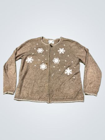 Christopher & Banks Damen Schneeflocken Zip-Up Strickjacke