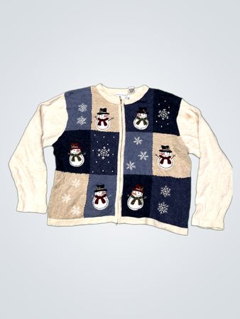 Croft & Barrow Petite Schneemann Patchwork Cardigan