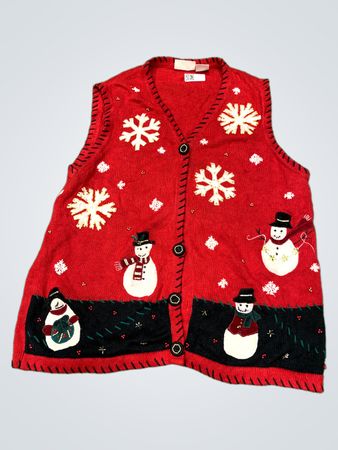 Basic Editions Holiday Snowman Sweater Vest