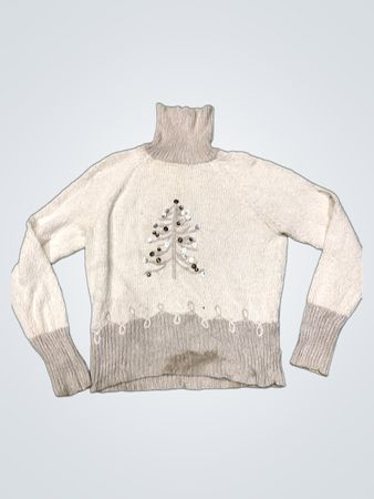 Talbots Petites Damen Größe M Weihnachtsbaum Pailletten Rollkragensweater