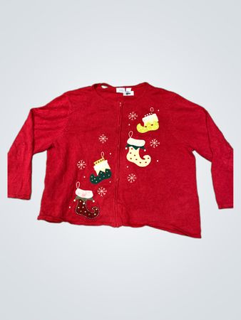Jennifer Lauren Rot Weihnachtsstrumpf Pullover