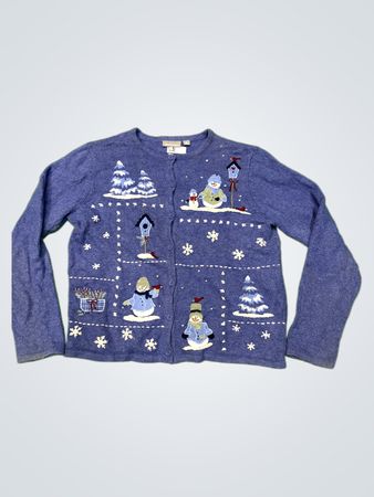Croft & Barrow Blauer Schneemann Cardigan