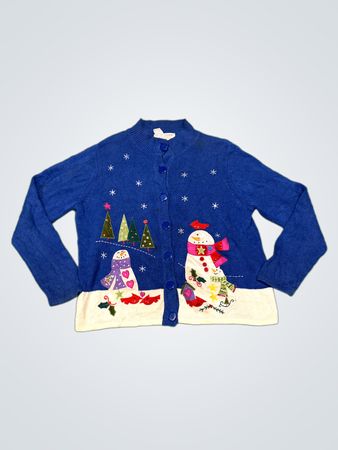 International Concepts Collection Blauer Schneemann Hässlicher Weihnachtspullover
