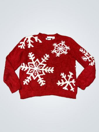 Liz Claiborne Petite Roter Schneeflocken Strickpullover