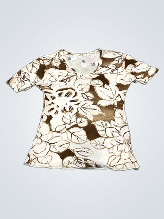 Damen T-Shirt mit V-Ausschnitt und Blumenmuster
