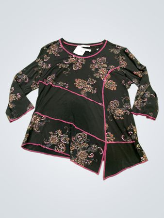 Christine Laure Schwarze Paisley-Print-Tunika-Bluse