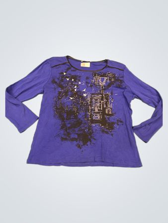 ARMAND THIERY Blue Langarm-Grafik-T-Shirt