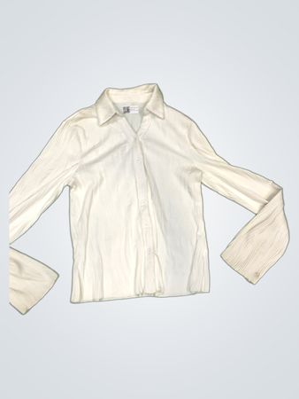 Weißes strukturiertes Langarmshirt