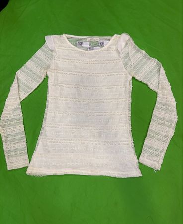 Bershka White Lace Langärmliges Oberteil