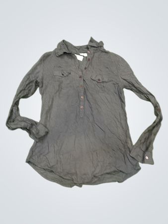 Piggie Grey gestreiftes Hemd mit Knopfleiste