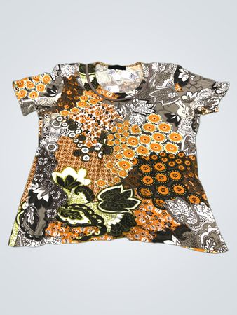 Damen-T-Shirt mit kurzen Ärmeln und abstraktem Druck
