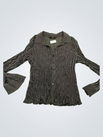 F&F Schwarze und weiße Polka-Dot-Faltenbluse