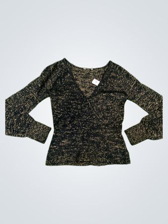 Schwarz-goldenes Metallic-Strick-Wickeloberteil