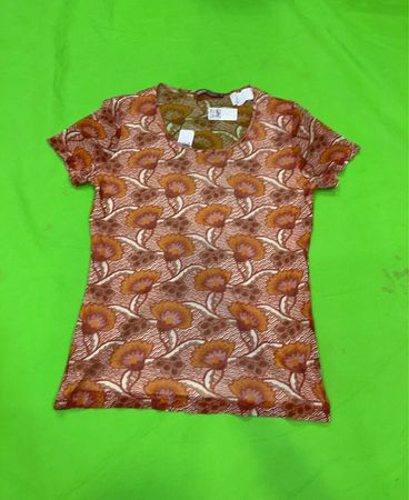 Carole Richard Orange T-Shirt mit Blumenmuster