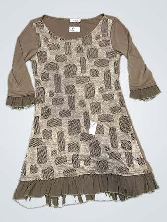 I-WHOO Braunes Kleid mit geometrischem Muster
