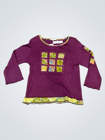 Jacqueline Riu lila Langarmoberteil mit Patchwork-Detail