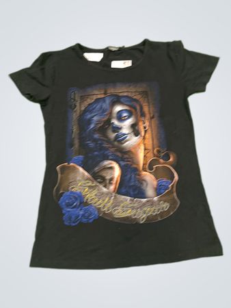 Schwarzes T-Shirt mit Day of the Dead‑Grafik