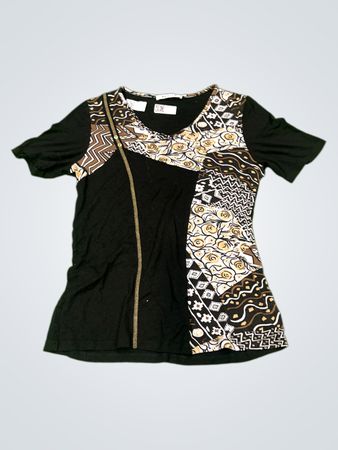 Christine Laure Damen Schwarzes Bedrucktes T-Shirt