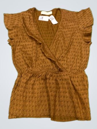 Promod Braun strukturiertes Peplum-Oberteil