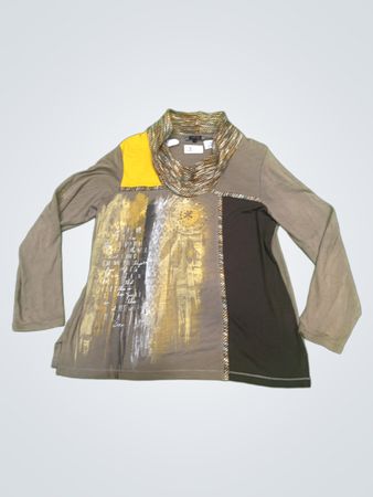 Carnaby Damen-Langarmshirt mit Wasserfallausschnitt und Grafikdruck