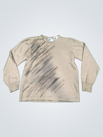 Beiger Pullover mit langen Ärmeln und abstraktem Druck