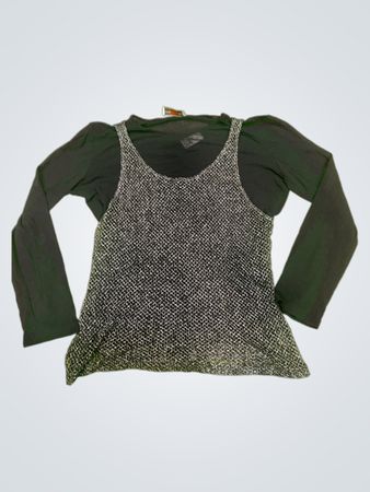 Caren Pfleger Signature schwarze und silberne Strickbluse