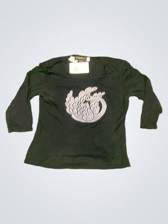 Scudetto Schwarzes Langarmshirt mit Verzierungen