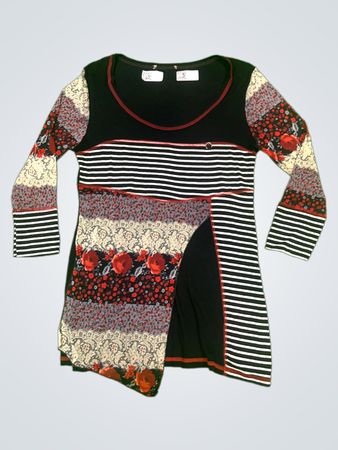 Patchwork-Oberteil mit langen Ärmeln