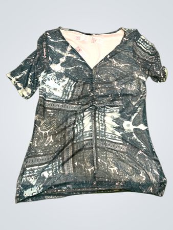 Gerüschtes Paisley-Muster-Tunika-Oberteil