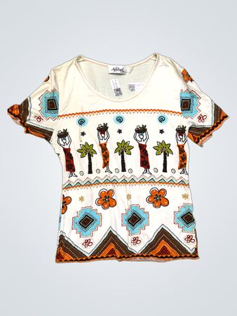 Afibel Damen T-Shirt mit weißem Grafikdruck