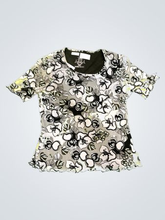 FRANK WALDER Damen Mesh-Top mit Blumenmuster