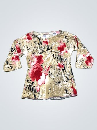 Niki Paris Damen 3/4-Arm Top mit Blumenmuster