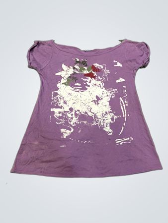 Lila T-Shirt mit Grafikdruck
