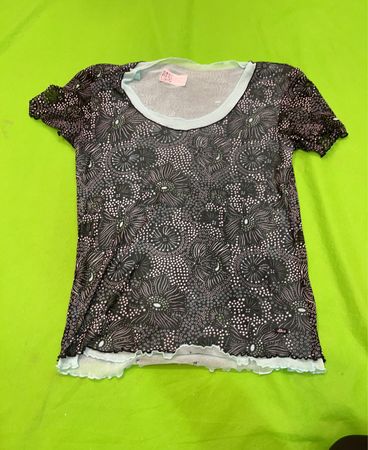 Sheer-Mesh-Top mit Blumenmuster