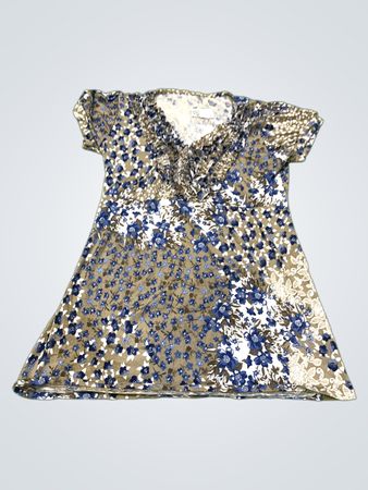 Damen-Top mit Blumenmuster, Rüschen und V-Ausschnitt