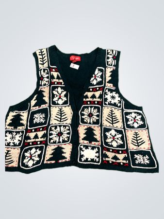 Venezia Jeans Damen Weihnachtsbaum-Schneeflocken-Strickweste