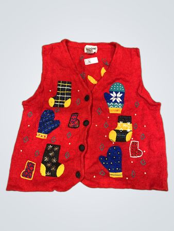 Studio Originals Rote Fäustling- und Socke-Applikationsweste