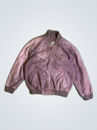 Brown Leather Bomber Jacket