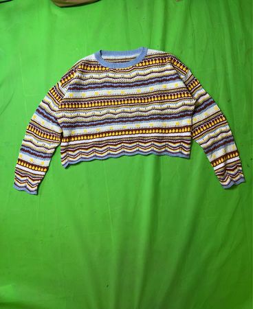 Pull tricoté rayé Court sans marque