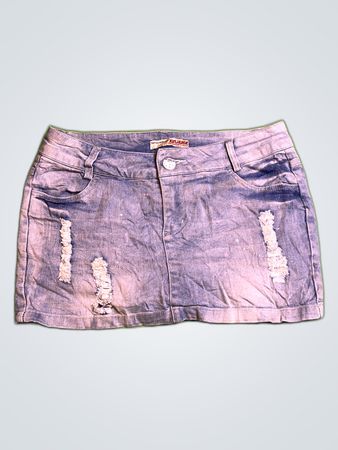 XINJIUGE Distressed Denim Mini Skirt