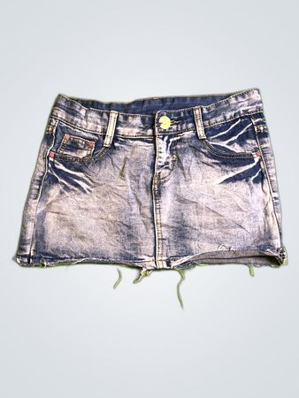 Distressed Denim Mini Skirt