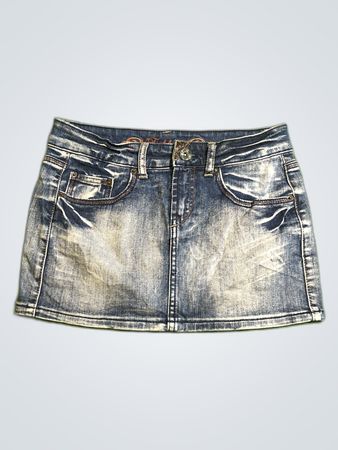 Fishbone Denim Mini Skirt
